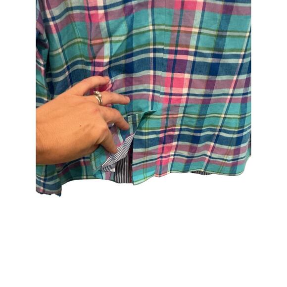 Talbots Womens Single Breasted Linen Blend Blazer Size 10 Plaid Preppy Classic - Picture 7 of 8